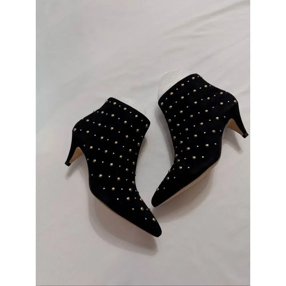 Kate Spade Starr Studded Beaded Black Ankle Boots Booties Women's Size 5 M